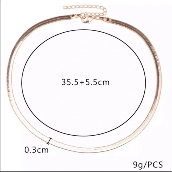 NEW HERRINGBONE 18K GOLD PLATED CHAIN NECKLACE - Picture 5 of 5